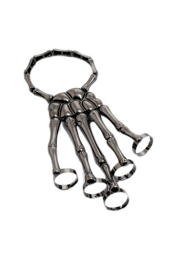 Halloween Skull Skeleton Hand Bracelet Wristband Adjustable Skull Fingers Metal Hand Bracelet Jewelry for Women Men Gift