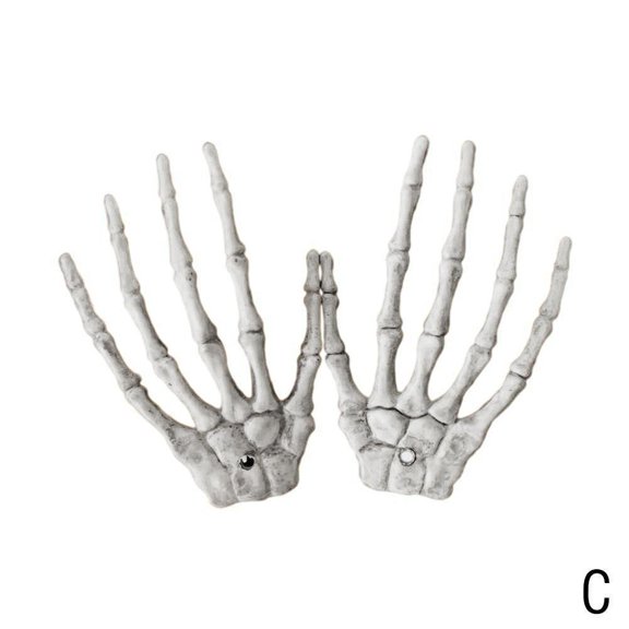 Halloween Skull Skeleton Human Hand Bone Zombie Party pair Prop 1 Scary M9O6