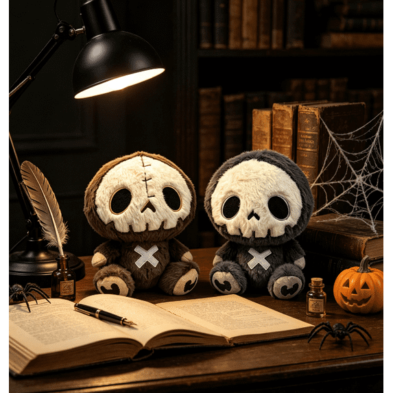 Halloween Skull Skeleton Plush Toy-7.9" Skull Plushies Prank Skeleton Stuffed Animal Toys Halloween Plush Decor Birthday Gifts for Adults
