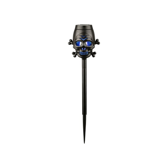 Halloween Skull Solar Stake Light Flickering Flame Led Solar Garden Lamp For Yard Lawn Patio Walkway Halloween(Blue-17.5Cm)