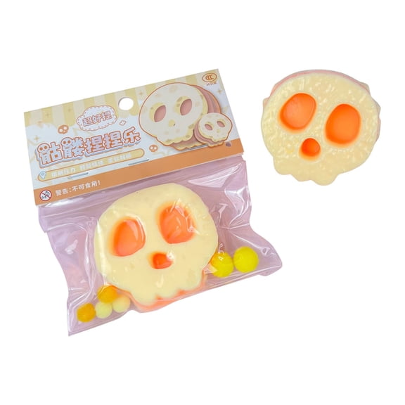 Halloween Skull Squishy Stress Ball - Ghost Face Pinch Doll, Soft Glitter Skull Squeeze Fidget, Decompression Sensory Stress Relief