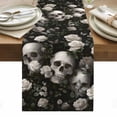 thumbnail image 1 of Halloween Skull Table Runner - 72 Inch Long, Kitchen Dining Table Runner Dresser Scarves, Retro White Rose Flower Horror Fall Farmhouse Decor for Coffee Tables Wedding Party Banquet, 1 of 8
