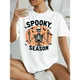 thumbnail image 1 of Halloween Skull Tee Bat Graphic Short Sleeve T Shirt Soft Tees Party Tops Seasonal Comfort White S-5XL, 1 of 5