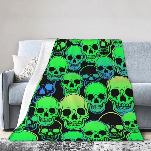 Halloween Skull Throw Blanket, Ultra Soft Cozy Flannel Blanket Lightweight Warm Luxury Bed Throws for Couch Sofa Chair Bed Office All Season 60x50 Inches