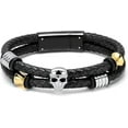 thumbnail image 1 of Halloween Skull Urn Cremation Jewelry Skull Urn Bracelet for Ashes Keepsake Memorial Bangle Braided Leather Wristband Cremation Bracelet for Men Women Halloween Gift, 1 of 7