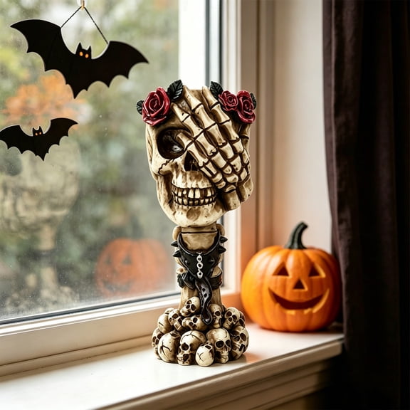 Halloween Skull Vase, Creative Skeleton Hand Flower Holder Design, Gothic Resin Spooky Tabletop Centerpiece, Vase for Halloween Party Home Table Decor