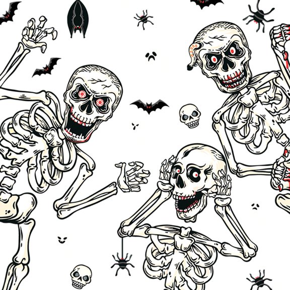 Halloween Skull Wall Sticker Home Decor Stickers Halloween Window Clings House Ornaments PVC Wall Decal (4 Sheets)