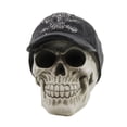 thumbnail image 1 of Halloween Skull Wearing Baseball Cap Polyresin Cross-Bone Afz270, 1 of 3