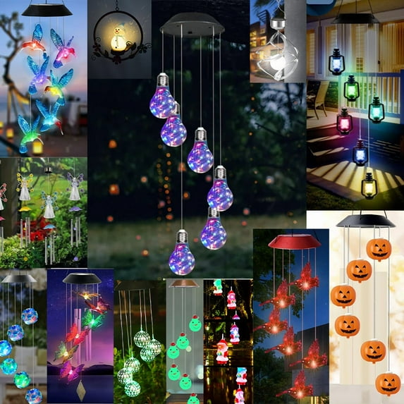 Halloween Skull Wind Chime Light, Solar Outdoor Decoration LED Light, Changing Decoration Light, Spooky Theme Party Gift