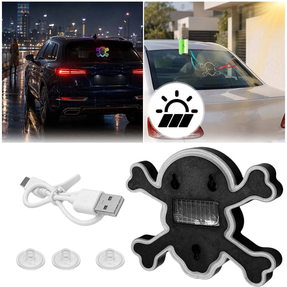 Halloween Skull Window Light Set, Skull Lamp, USB Powered Neon Sign Light with Suction Cups, Halloween Car Decoration, Holiday LED Light for Vehicle Window Indoor Wall Decor