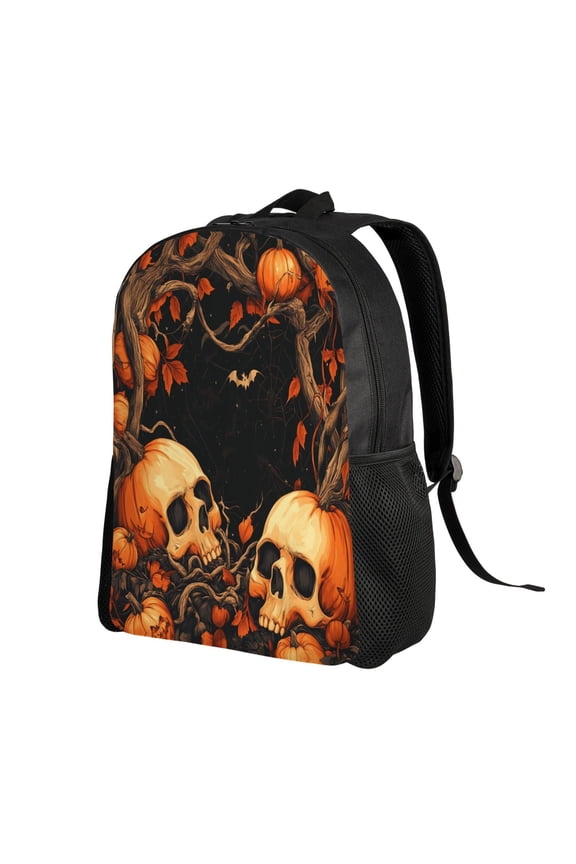 Halloween Skull Witch Backpack Double Shoulder Backpack Durable, Spacious, Ergonomic Design for Travel, Work & Outdoor Use