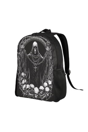 Halloween Skull Witch Backpack Double Shoulder Backpack Durable, Spacious, Ergonomic Design for Travel, Work & Outdoor Use