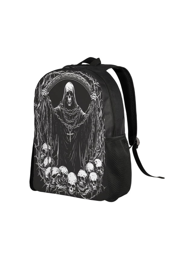 Halloween Skull Witch Backpack Double Shoulder Backpack Durable, Spacious, Ergonomic Design for Travel, Work & Outdoor Use
