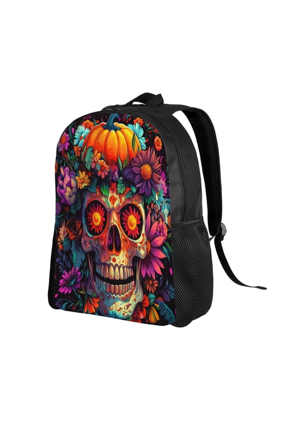 Halloween Skull Witch Backpack Double Shoulder Backpack Durable, Spacious, Ergonomic Design for Travel, Work & Outdoor Use