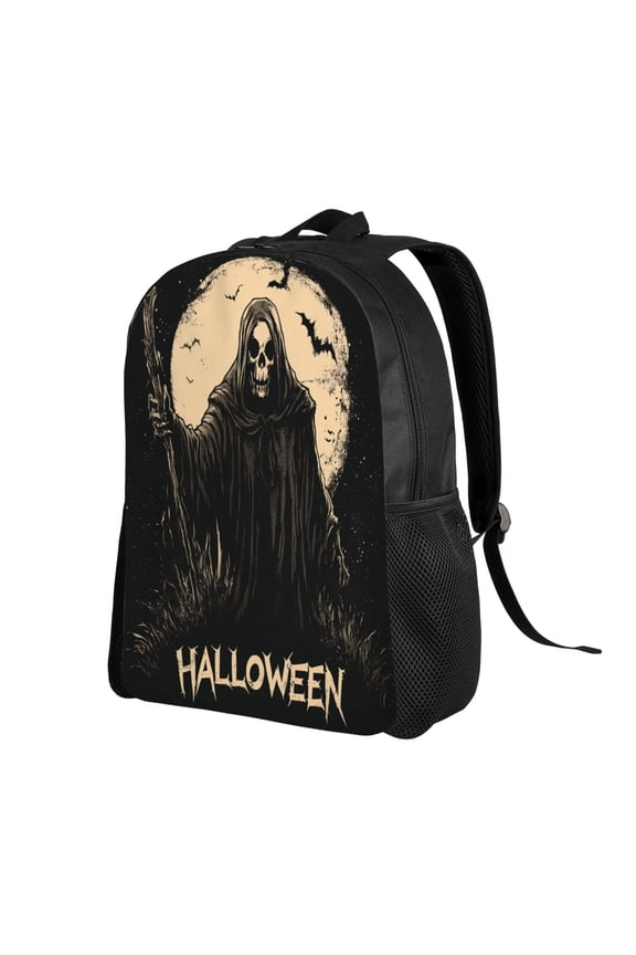 Halloween Skull Witch Backpack Double Shoulder Backpack Durable, Spacious, Ergonomic Design for Travel, Work & Outdoor Use