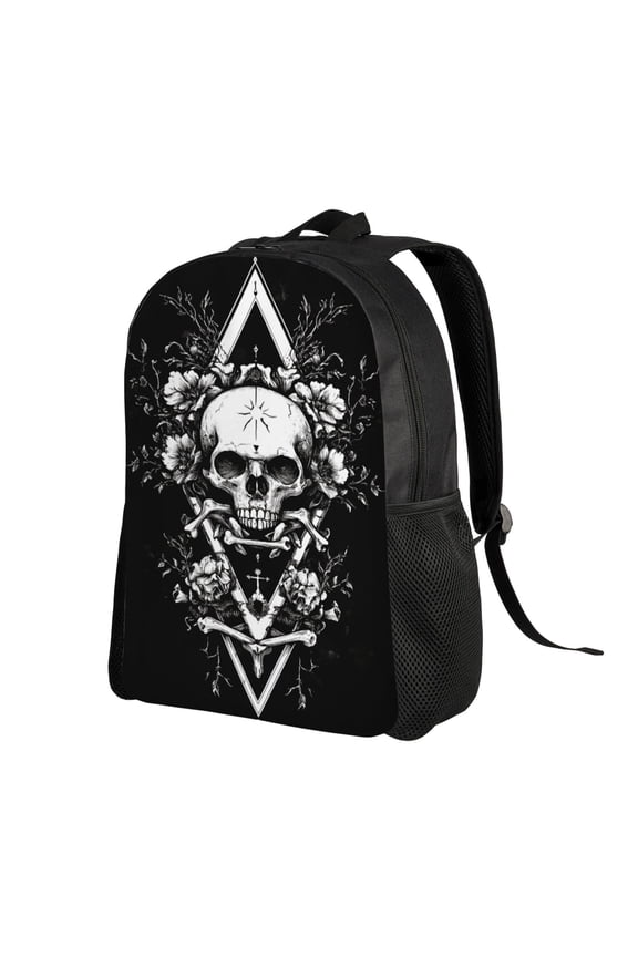 Halloween Skull Witch Backpack Double Shoulder Backpack Durable, Spacious, Ergonomic Design for Travel, Work & Outdoor Use