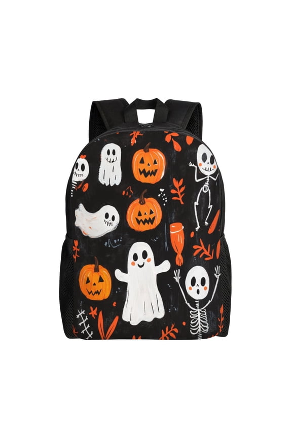 Halloween Skull Witch Backpack Double Shoulder Backpack Durable, Spacious, Ergonomic Design for Travel, Work & Outdoor Use