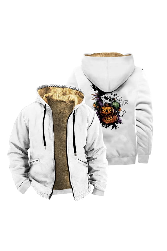 Halloween Skull Zipper Hoodies Jacket Women Men Long Sleeve Streetwear Coat
