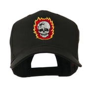 Halloween Skull with Flames Embroidered Cap - Black OSFM
