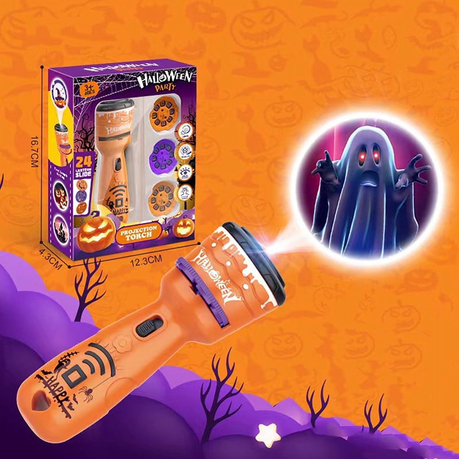 Halloween Slide Projector Torch Projector Light Glowing Flashlight Kids