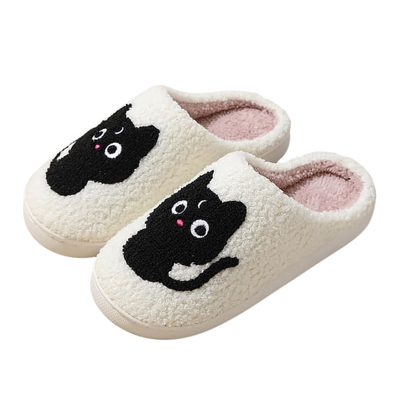 Halloween Slippers For Women Couples Winter Fashion Pattern Slippers For Men And Women Comfortable Home Warm Slippers Holiday Couple Shoes ,A-White