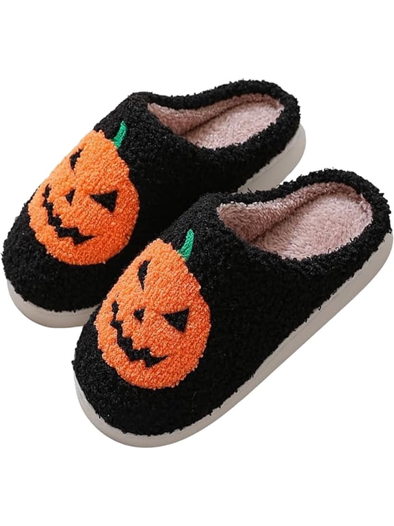Halloween Slippers Ghost Lantern Pumpkin Slippers Cute Cozy Warm Plush Slippers