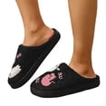 thumbnail image 1 of Halloween Slippers for Women Retro Plush Lightweight Slip On Walking Shoes Winter Warm House Slippers, 1 of 6