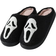 ILANKTOZI Halloween Slippers for Women,Soft Plush Comfy Halloween Pumpkin Slippers Slip-on Cozy Indoor Outdoor Slippers Fluffy House Slippers