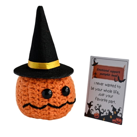 Halloween Small Pumpkin Head Crochet Dolls Ornament Handmade Emotion Knitted Toy Positive Decorative Present