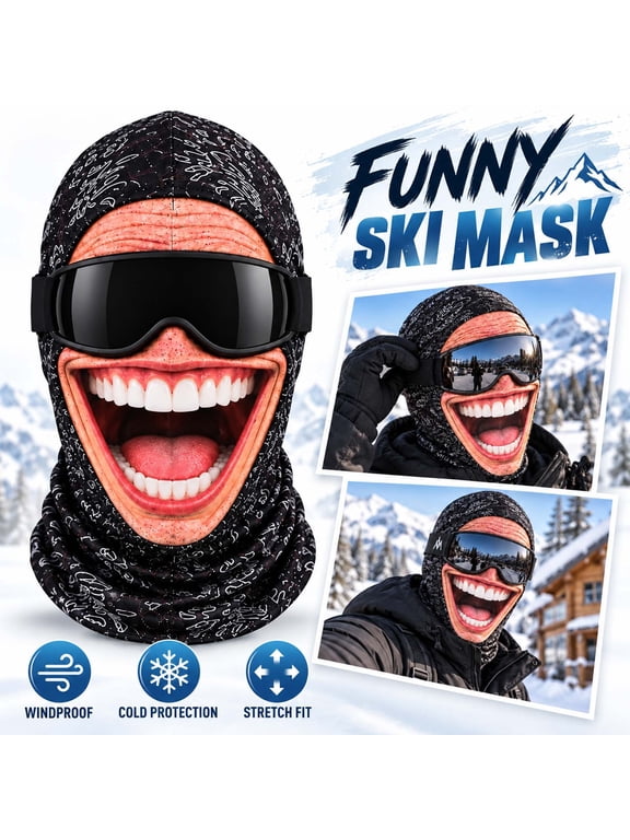 Halloween Smile Face Cover Funny Big Grin Neck Gaiter Breathable Gaiter for Cycling, Motorcycle (15.75 in)