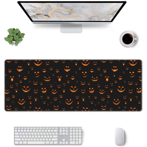 Halloween Smile -Mouse Pad, Big Desk Mat, Extended Gaming Mouse Pad, Mouse Mat with Non-Slip Rubber Base  Stitched, 31.5 X 11.8 in Large Desk Pad for Keyboard, Mouse, Home and Office