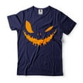 thumbnail image 1 of Halloween Smile Shirt Halloween Party Tee Shirt Halloween Pumpkin Face Shirt Halloween Costume tee (Small Navy Blue), 1 of 6