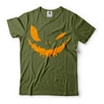 thumbnail image 1 of Halloween Smile Shirt Halloween Party Tee Shirt Halloween Pumpkin Face Shirt Halloween Costume tee (X-Large Military Green), 1 of 6