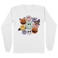 thumbnail image 1 of Halloween Smileys Long Sleeve Shirt Unisex 3X-Large White, 1 of 5