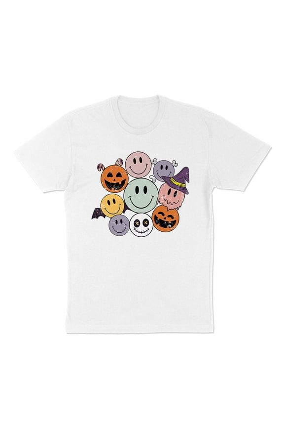 Halloween Smileys Shirt Unisex Large White