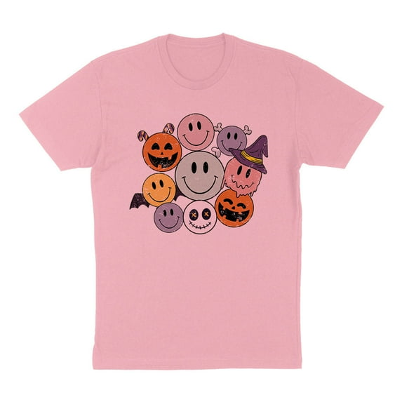 Halloween Smileys Shirt Unisex Small Pink