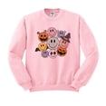 thumbnail image 1 of Halloween Smileys Sweatshirt Unisex Medium Pink, 1 of 5