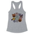 thumbnail image 1 of Halloween Smileys Tank Top Fitted Racerback Women's X-Small Heather Grey, 1 of 5