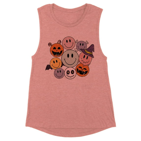 Halloween Smileys Women's Muscle Tank Large Desert Pink