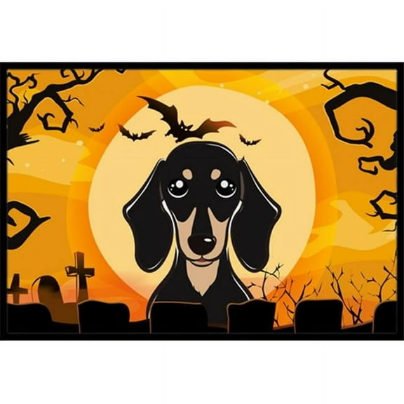 Halloween Smooth Black And Tan Dachshund Indoor & Outdoor Mat, 18 x 27 in.