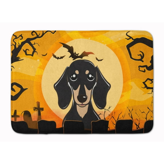 Halloween Smooth Black Tan Dachshund Machine Washable Memory Foam Mat