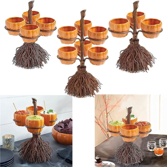 Halloween Snack Bowl Stand, Black Metal Tiered Tray With Bat Topper And Removable Dishes, Spooky Elegant Centerpiece For Party Table Buffet Or Mantel Display A
