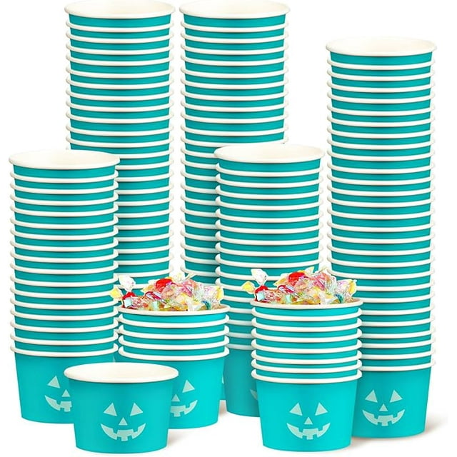 Halloween Snack Cups 9 oz Decorative Disposable Pumpkin Bowls Elegant