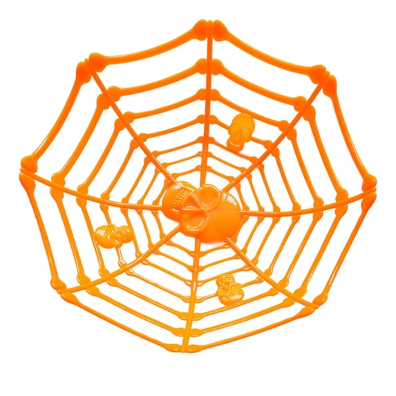 Halloween Snack Tray Basket 10.82x2.95in, Food-Grade Plastic Fruit Serving Bowl with Compartments for Party Picnic Home Storage(Orange)