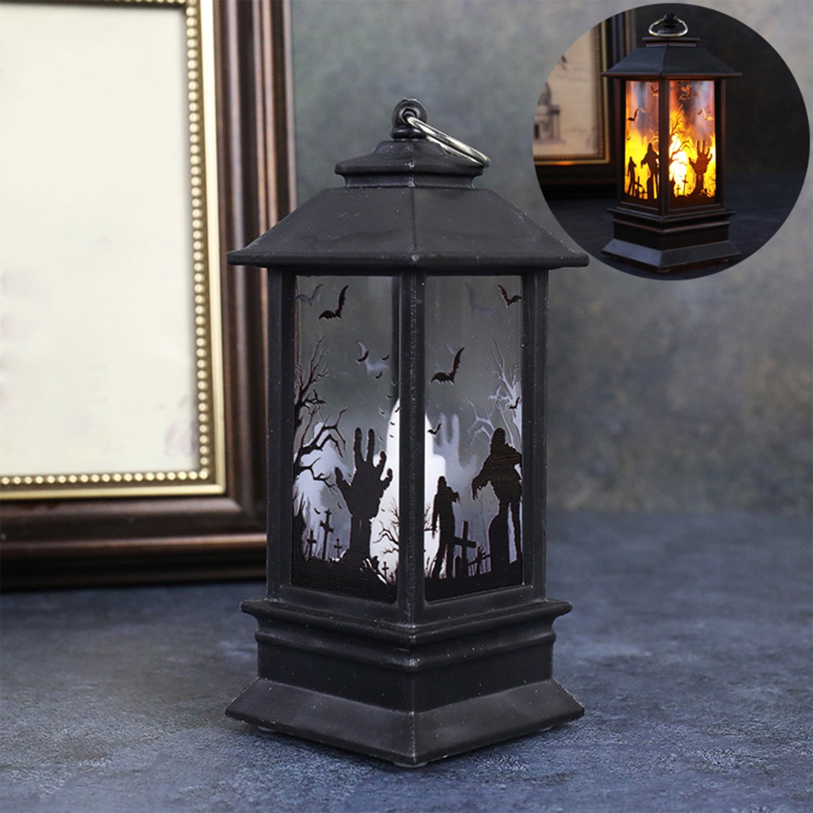 Spooky Ghost Halloween Snow Globe Lantern – Plug-in Or Battery For Eerie Indoor Decor