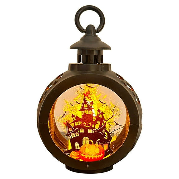 Halloween Snow Globe Lantern,Pumpkin Lantern Musical Halloween Decorations Indoor for Home Lighted Pumpkin Snowglobe with Timer Swirling Glitter,USB or Battery Operated