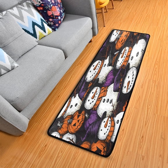 Halloween Snowman Elegant Area Rug 72" x 24" Non-Slip Polyester with Cotton Padding