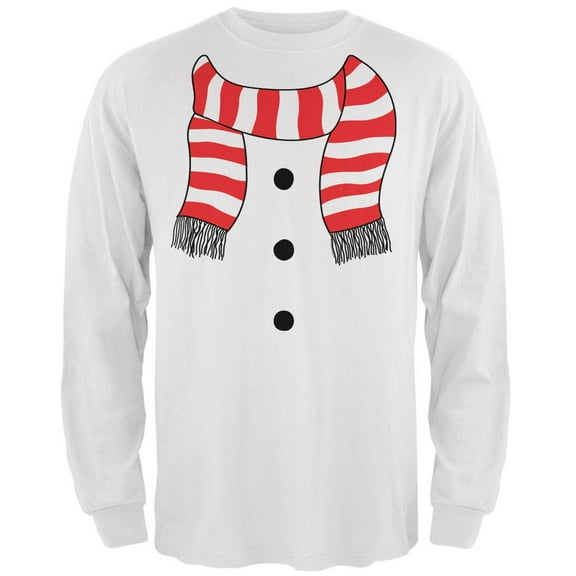 Halloween Snowman Suit Costume White Adult Long Sleeve T-Shirt - 2X-Large