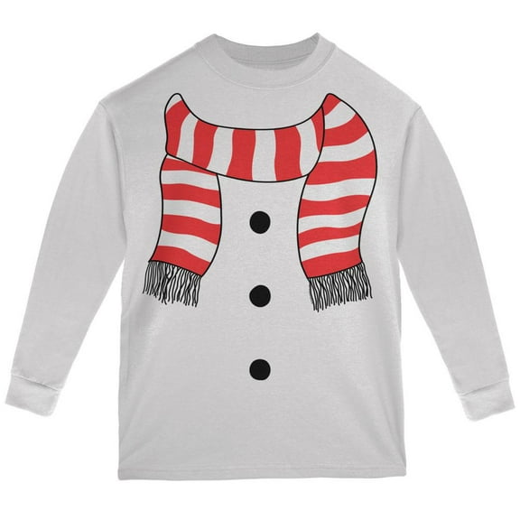 Halloween Snowman Suit Costume White Youth Long Sleeve T-Shirt - Youth Small