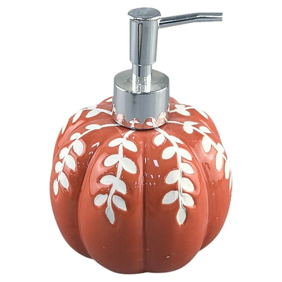 Halloween Soap Dispenser Ceramic Refillable - Pumpkin Hand Soap Dispenser for Bathroom Kitchen, Fall Home Decor Thanksgiving Holiday Essentials